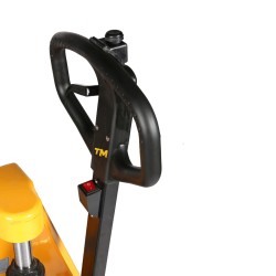 Zoom sur le timon du transpalette haute levée électrique 1000kg