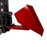Benne basculante 900 litres rouge totalement basculée avec chariot