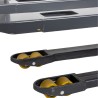 Zoom sur fourches et doubles galets du gerbeur electrique 3500mm fourches 1550mm