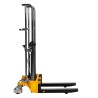 Vue de profil du mini gerbeur levée 1300 mm fourches basses