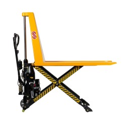 Transpalette haute levée électrique niveau constant 1,5T - vue de profil - position haute