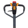 Zoom sur le timon du Transpalette Electrique 1500 kg fourches 1800 mm batterie lithium 40 Ah